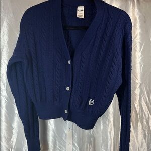PINK Victoria's Secret Deep Blue Cable Knit Cardigan